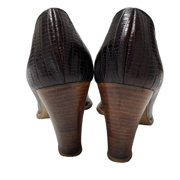 Vintage CHUCKIES New York Peep Toe Heels, Brown Leather, Size Euro 38.5 (8) - Picture 5 of 7